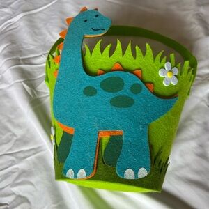 Green Felt dinosaur Easter basket